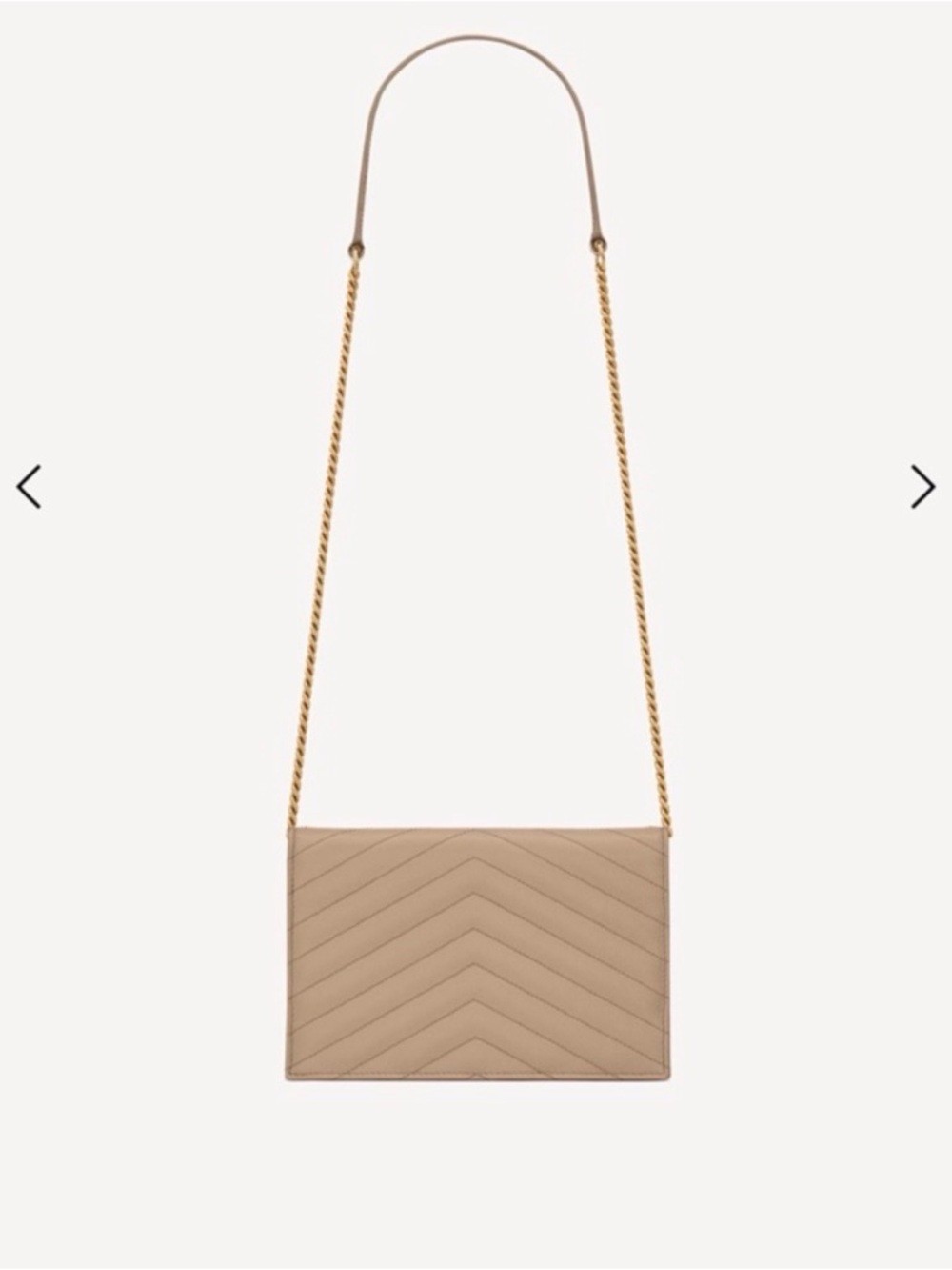 Saint Laurent Beige Quilted Leather Crossbody with Gold YSL Chain - Picture 11 of 12